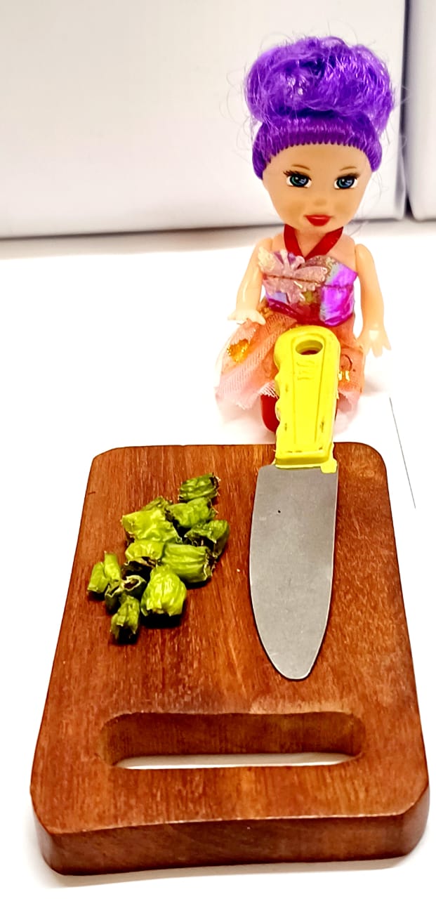 Wooden Pure sheesham Miniarure Combo No 2: Chopping board , chakki , masala box, okhali and chakla belan