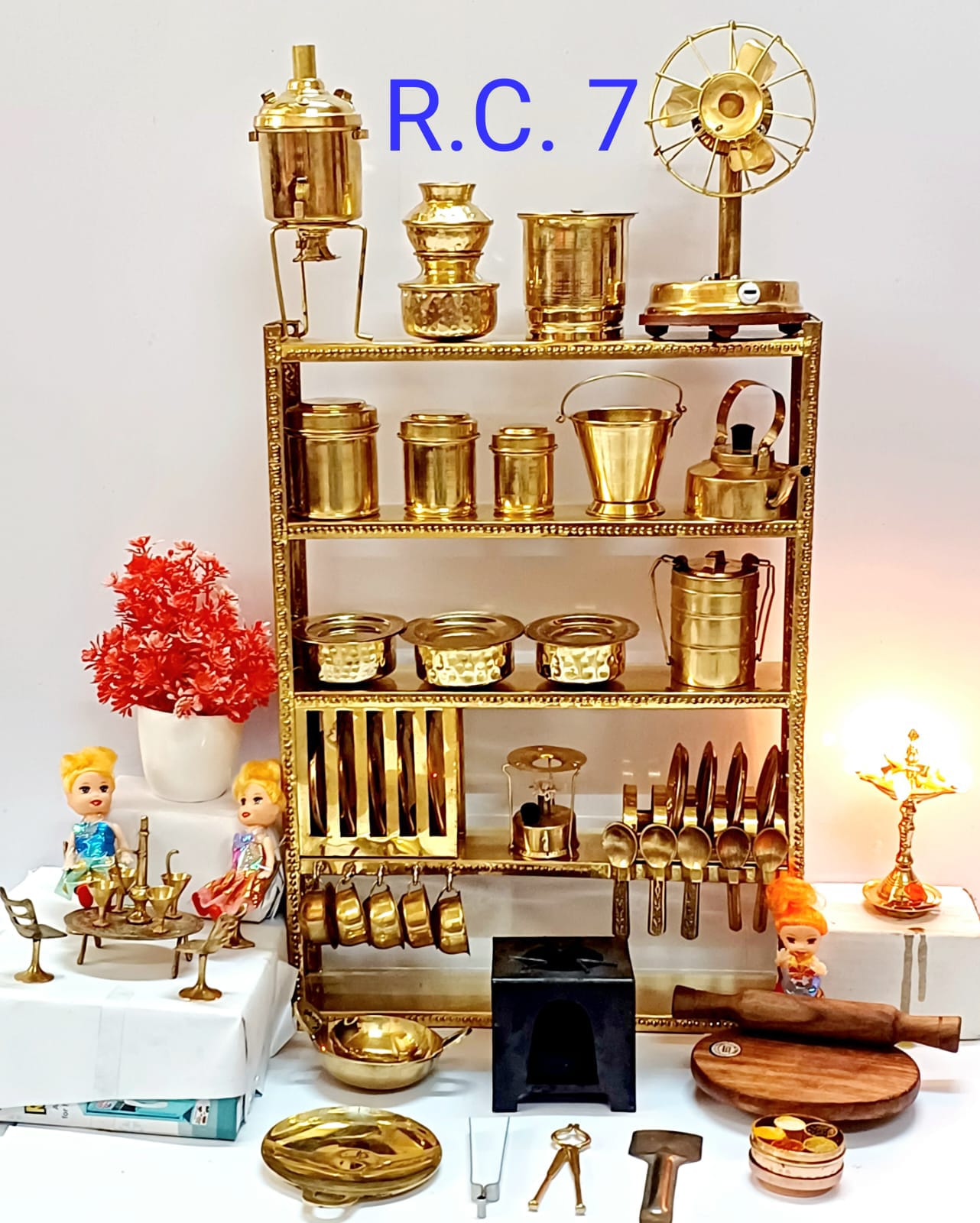 Brass Big Real Cooking Miniature Kitchen set