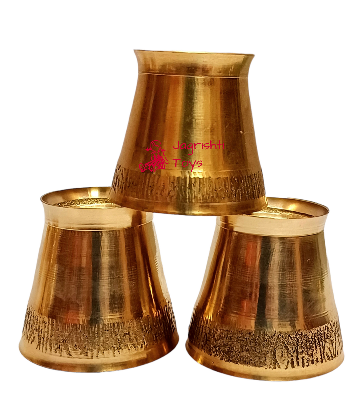Brass miniature set of 3 glasses