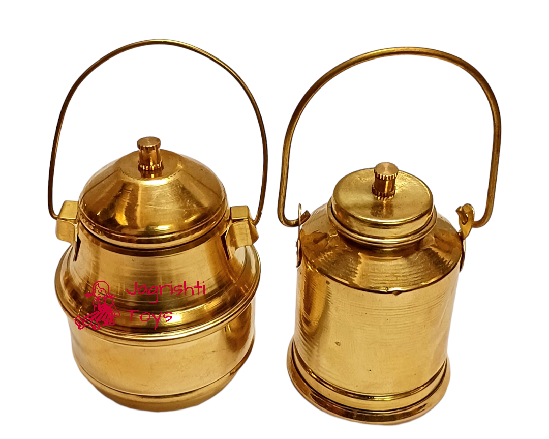 Brass Miniature set of oil can and milk can (plain)