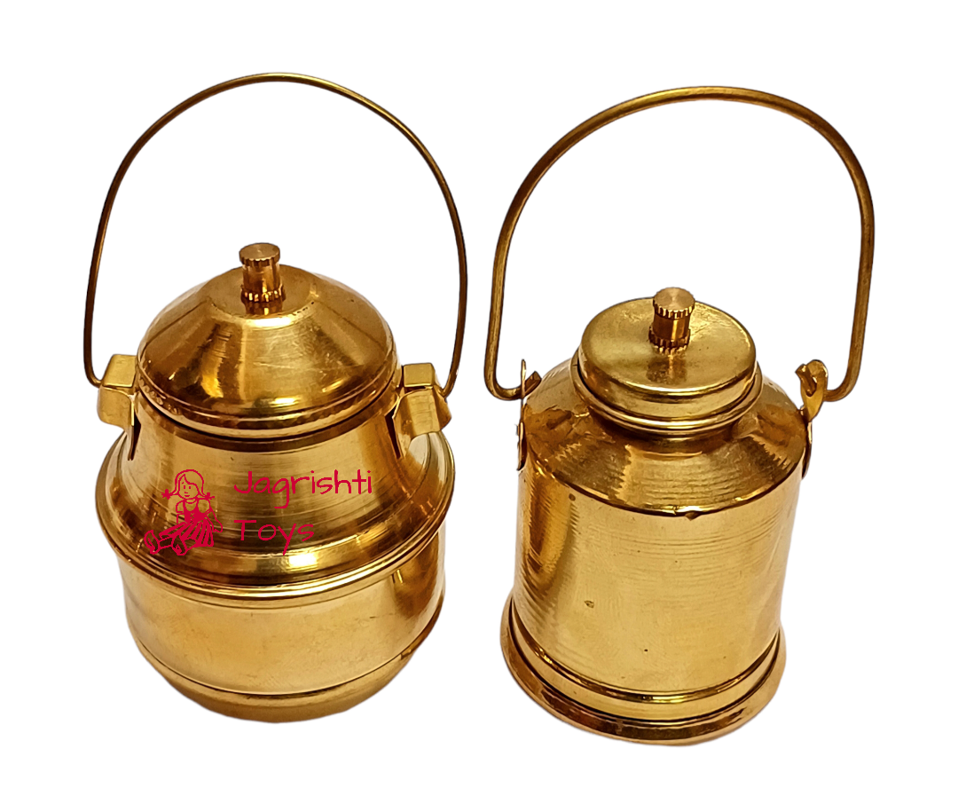Brass Miniature set of oil can and milk can (plain)