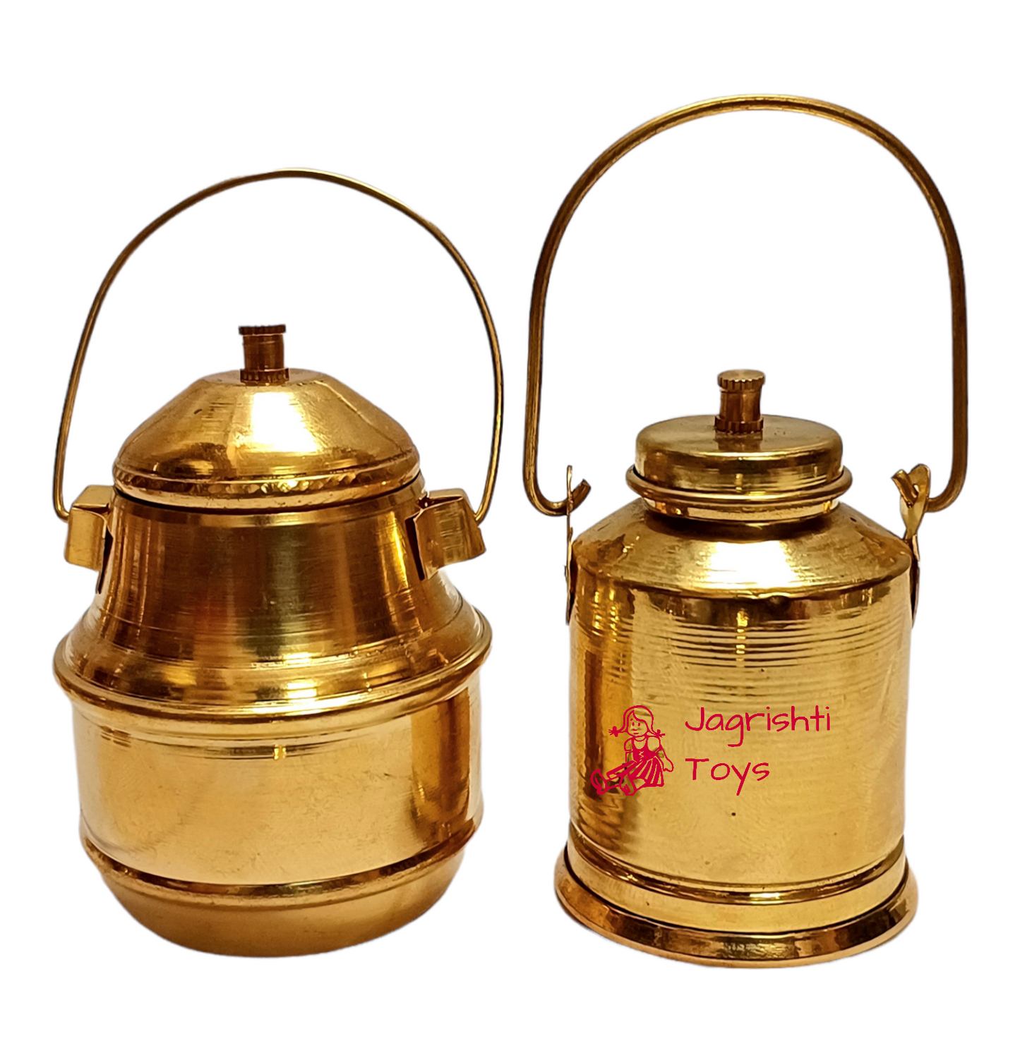 Brass Miniature set of oil can and milk can (plain)