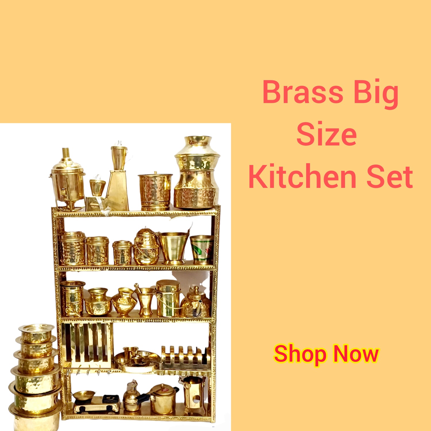 Brass Kitchen Set Big size(16.5 inches rack)