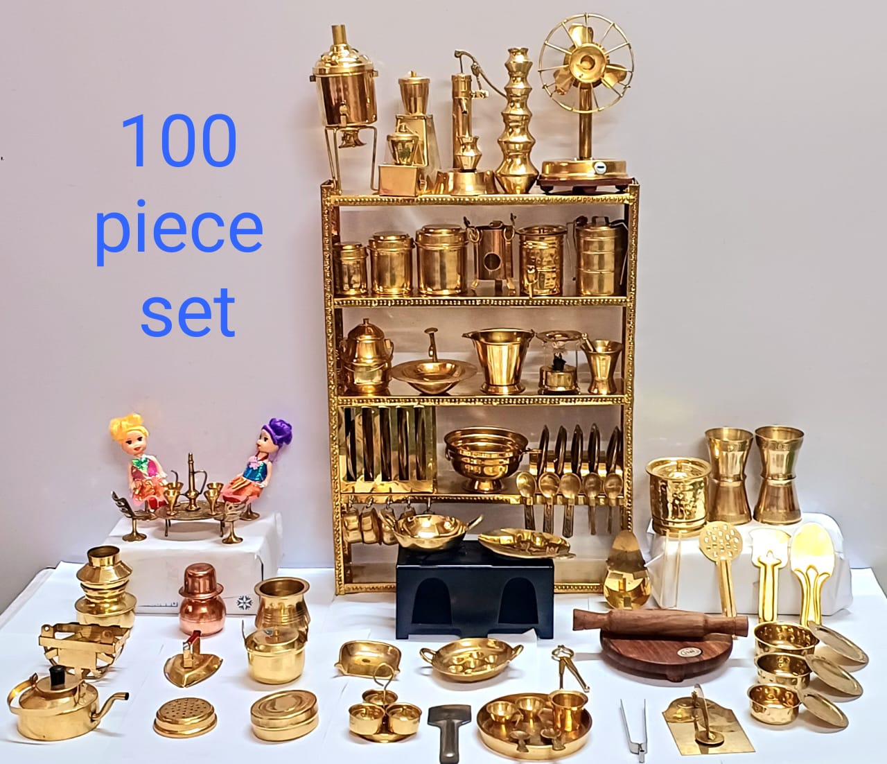 Brass Big: 100 piece Real Cooking Miniature Kitchen set