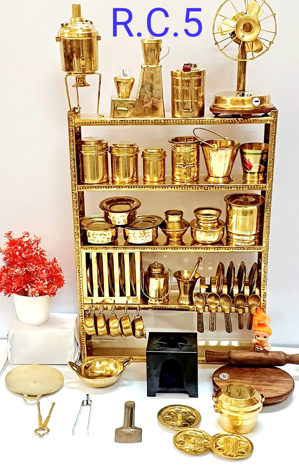 Brass Big 5 Real Cooking Miniature Kitchen set