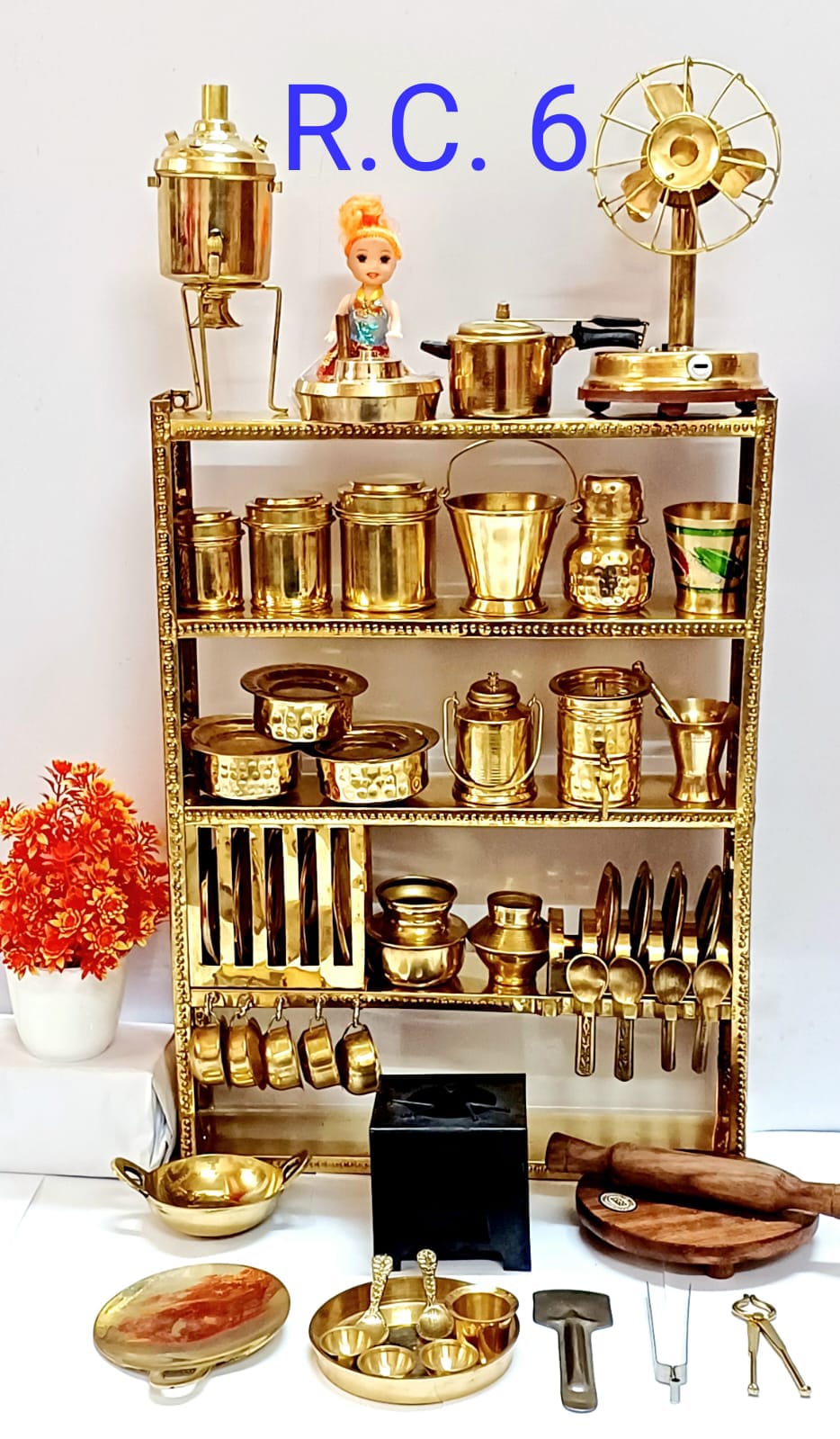 Brass Big 6 Real Cooking Miniature Kitchen set