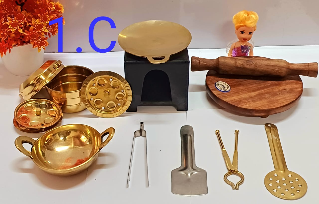 Real Cooking Kit 3 : Idli Cooer, kadhai , tawa , chakla belan with Iron Burner