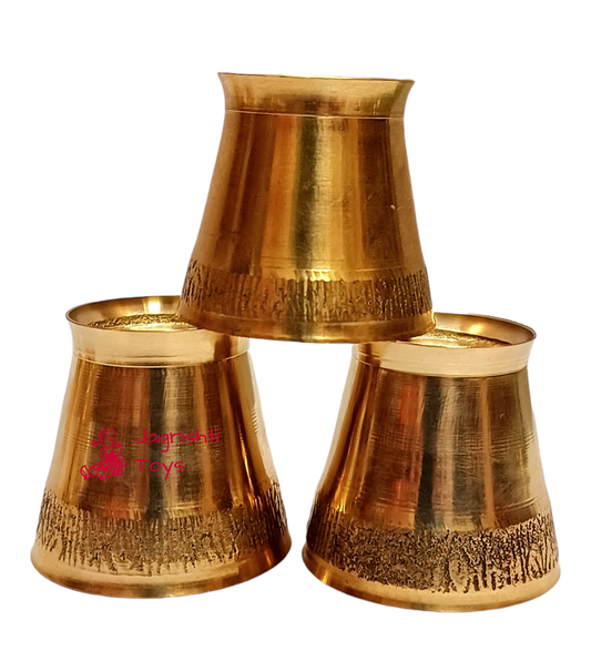 Brass miniature set of 3 glasses