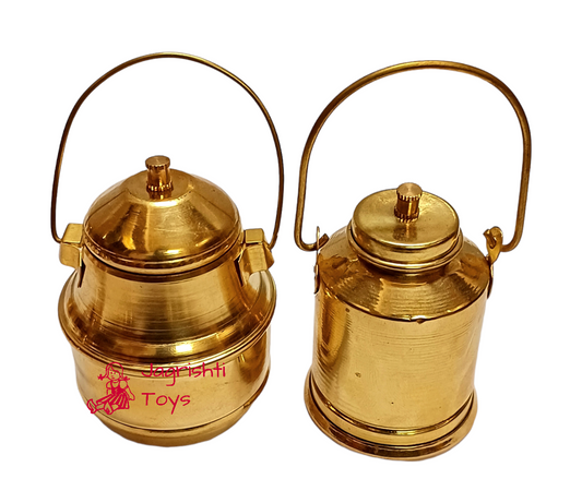 Brass Miniature set of oil can and milk can (plain)